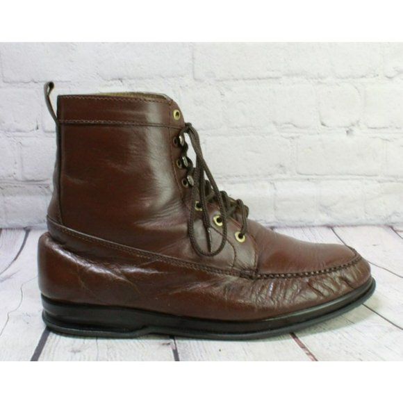 Hitchcock Other - Hitchcock Brown Leather Lace Up Handsewn Casual Ankle Boots Size 10.5